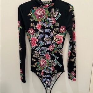 NWT Black Floral Snake Bodysuit